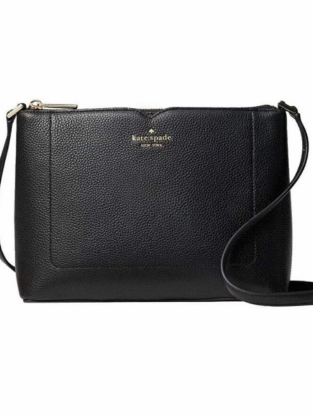 kate spade Black Pebbled Leather Crossbody with Gold Logo